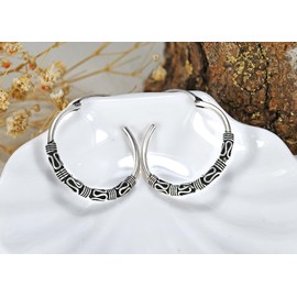 AeraVida Interlace Bali Tribal .925 Sterling Silver 24mm Hoop Earrings | Sterling Silver Hoop Earrings for Women | Tribal Bali Hoop Earrings Set | Hoop Earrings Jewelry Gifts