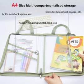 Oaygat A4 Document Organizer Bag Student Book Pouch Reading Book Bag Waterproof File Organizer Bag File Folder Tote Bag School Book Bag File Bag Zipper File Pouch Bag Reading Homework Book Storage Bag