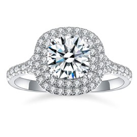 Bonlavie 3CT Square Cubic Zirconia Ring for Women 925 Sterling Silver Solitaire Brilliant Anniversary Engagement Wedding Band Jewelry, Size L 1/2