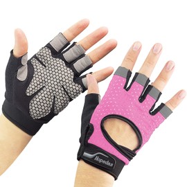 Hopedas Workout Gloves Weight Lifting Gloves Palm Support Protection for Men Women, Exercise Gloves Sports for Training, Fitness, Gym, Pink