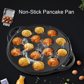 WUWEOT Non-Stick Takoyaki Pan, 1.5" Diameter Pre-Seasoned Cast Iron Octopus Ball Grill