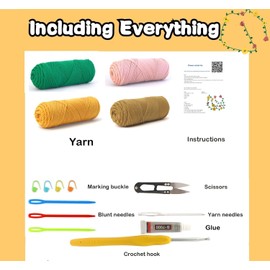 Häkelgarn Häkeln Häkelnadeln Crochet Set Stricken für Anfänger Crochet Yarn für Häkeln Stricken und Handwerk für DIY-Handarbeiten mit Häkelnadelset