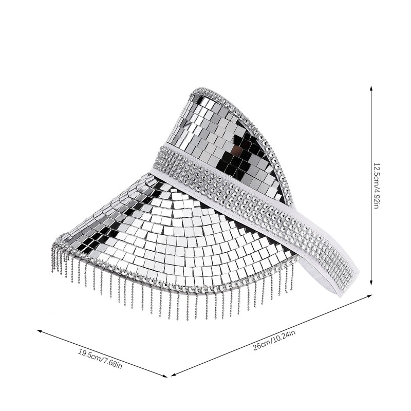 Glitter Mirror Sun Hat Silver For Summer Beach