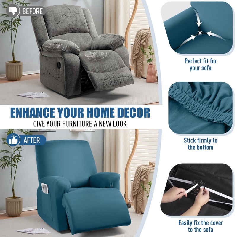 TAOCOCO Recliner Chair Covers Stretch Polyester Fabric 3-Piece for Large