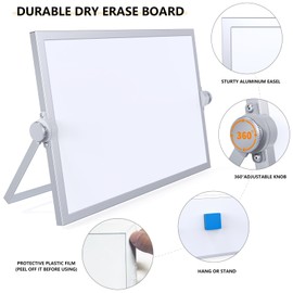 Laokiiy Small Dry Erase White Board, Magnetic Desktop Whiteboard with Stand, Dry Eease Board Mini Easel Double Sided on Table Top with Holder for Kids Drawing, Teacher Instruction