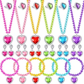 [Acidea] Girls Princess Necklace Bracelet Pendant and Ring Children Accessories Set-Jewelry, Gift, Party Favor, Dress Up Jewelry, Girls