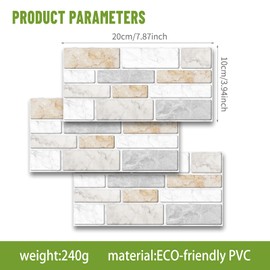 VIVILINEN Peel And Stick Wandfliesen, Fliesenaufkleber FüR KüChe Und Bad, Schwarz-WeißE Marmoraufkleber, 27 StüCk/Set (10 X 20 cm)