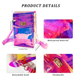 TotePrint Small Holographic PVC Shoulder Bag, Waterproof Crossbody Bag for Beach, Travel & Everyday Use, Lightweight & Compact with Zip, transparent, S
