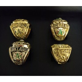 Oakland Athletics - World Series 4 Ring Set With Wooden Display Box