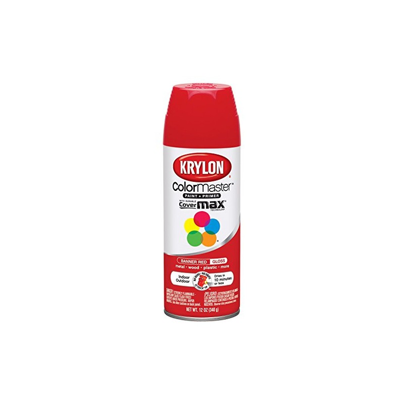 Krylon K05210807 ColorMaster Paint + Primer, Gloss, Banner Red, 12
