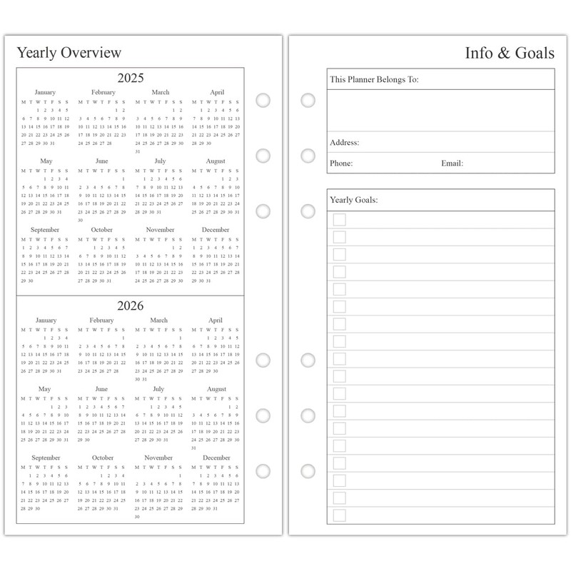 Orgnizme 2026 Weekly Diary Refill Personal Size, Week on Two
