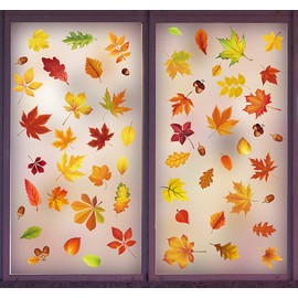 ENYACOS Thanksgiving Window Stickers Autumn Window Stickers, Thanksgiving Window Stickers, Autumn Leaves Thanksgiving Decorations Seasonal Holiday Window Stickers (B)