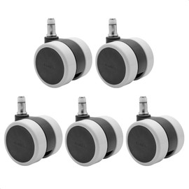 WAGNER 02007661 Swivel Chair Castors / Office Chair Castors Set of 5 - Soft Design - Diameter 60 mm, Height 65 mm, Interval Braked, Pin 11 x 20 mm, Load Capacity 50 kg/Roll - Made in Germany