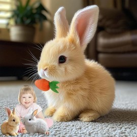 Byffoer Bouncing Rabbit, Interactive Electronic Pet Plush Rabbit Toy with Sound Movements Wiggle Rabbit Cuddly Toys Easter Bunny Plush Toy