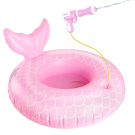 AMZFAVOR Inflatable Pool Floats Toys with Water Gun, Mermaid Tail Pool Float for Kids Ages 3-8 Toddler Swim Floaties for Boys Girls Summer Outdoor Game Swimming Beach Party