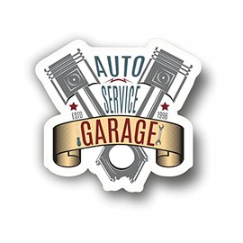 AMA SHOP WALL STICKER GARAGE SERVICE VINTAGE MOD.9 PVC for Decal Wall Mural Car Motorcycle Helmet Camper