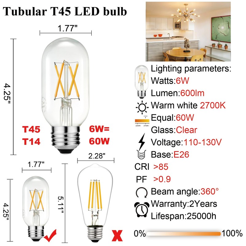 LiteHistory E26 LED Bulb 6W Equivalent e26 led Bulb 60