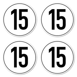 Stickers: Diameter 150 mm, Pack of 4 - StVO - Speed - 15 km/h - e.g. for Construction Machines and Trailers
