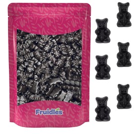 Fruidles Sugar Free Black Licorice Bears, Firm Licorice Gummy Bears, Party Favor (1 Pound)
