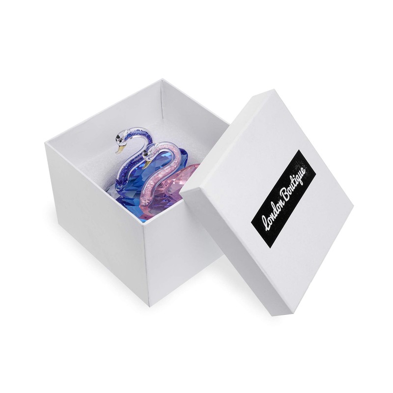 London Boutique Crystal Swan Wedding Pink Blue Figurine Ornaments for
