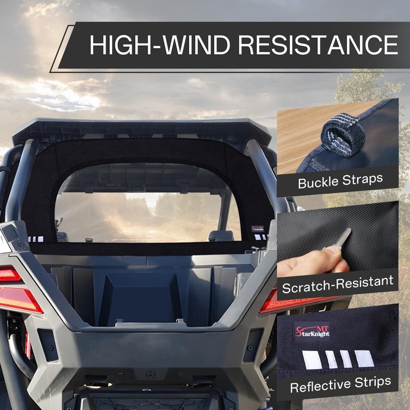 StarknightMT RZR Pro XP Soft Rear Windshield Compatible with 2020-2025