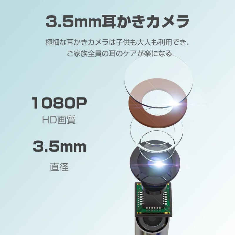 耳掃除 カメラ 耳かき イヤースコープ 3.5mm 耳かきカメラ 1080P HD 5インチIPSモニター IP67