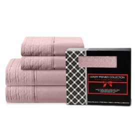Elegant Comfort Luxurious 4-Piece Quilted Bed Sheet Set - Gift Box - 1500 Thread Count Egyptian Quality Softness - Wrinkle Resistant - All Around Elastic Fitted Sheet, Deep Pocket, Twin, Dusty Rose