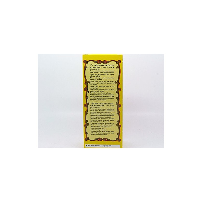 Henna Hair Color Cream Dye Golden Blonde 90 ml, Light
