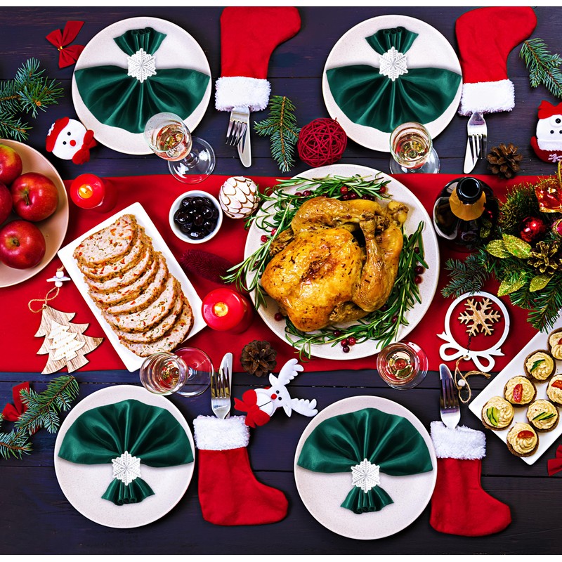 100 Pieces Christmas Paper Napkin Rings Xmas Silver Snowflake Napkin