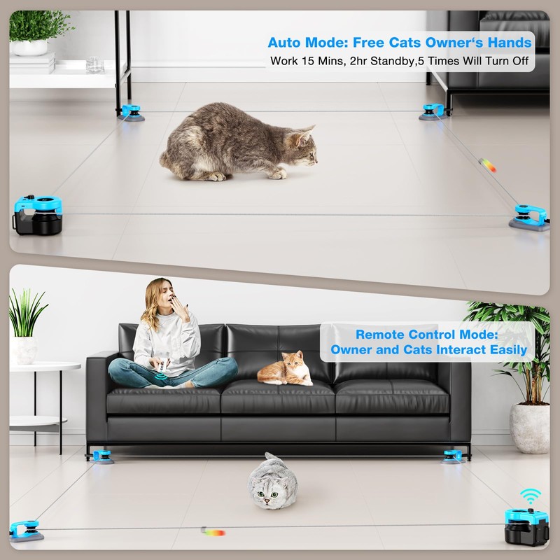 Pet Deluxe Interactive Cat Toy for Indoor Cats, Auto/Remote Control
