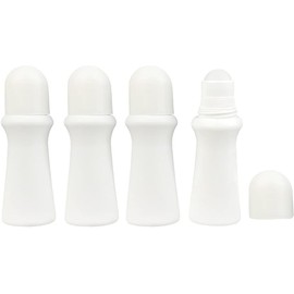 PurYupearl 4 Pcs White 75ml Empty Refillable Plastic Roller Bottle Roll On Bottles Rollerball Bottles Containers for Essential Oil DIY Deodorant Roller Bottle Refillable Containers