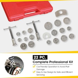 Torin 22-Piece Brake Caliper Press Tool Kit, Disc Brake Piston Compressor Set for Pad