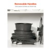 17-Piece Black Granite Nonstick Cookware Set Detachable Handle Space-Saving Induction