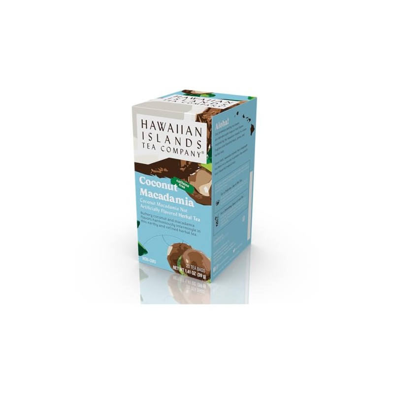HAWAIIAN ISLANDS TEA COMPANY Coconut Macadamia Herbal Tea, All Natural