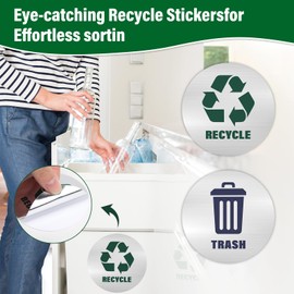 Madrigal - Paquete de 2 pegatinas de reciclaje para contenedores de basura, calcomanías para contenedores de basura, letrero de reciclaje para clasificar, calcomanías autoadhesivas impermeables para