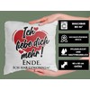 LIEBTASTISCH - Cushion with Saying "I Love You More" -