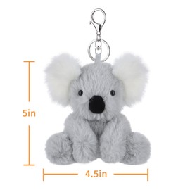 Apricot Lamb Cute Toys Plush Gray Koala Stuffed Animal Soft Keychain for Kids Bag, Purse, Backpack, Handbag (Smart Koala，5 Inches)