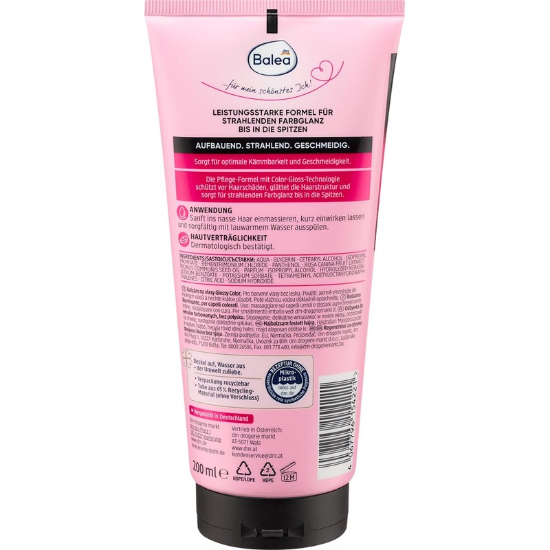 Balea 3er-Set silikonfreie Haarpflege: Professional Conditioner GLOSSY COLOR Farbglanz für