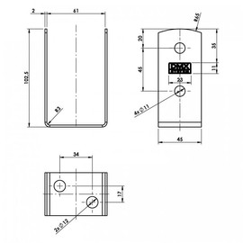 GRUNDLINE - Decorative support foot post anchor, type U, made of steel, screw-on sleeve - PSOL, 61 x 45 x 100 mm - Z275 - for fences, shelters, carports, pergolas, gazebos made of wooden beams