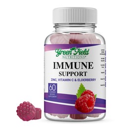 Greenfield Nutritions Halal Immune Support Elderberry Gummies for Adults - Supports Your Immune System Naturally with Halal Zinc and Vitamin C Gummy - 60 Delicious Mixed Berry Gummies Halal Vitamins