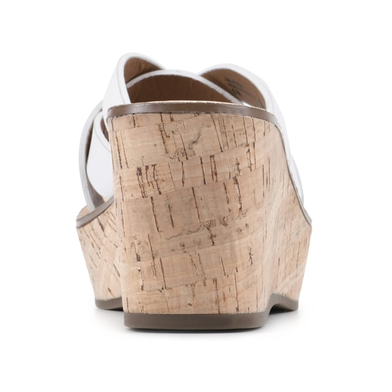 WHITE MOUNTAIN Shoes Samwell Women's Wedge Sandal, White/Burn/Smooth, 7.5 M