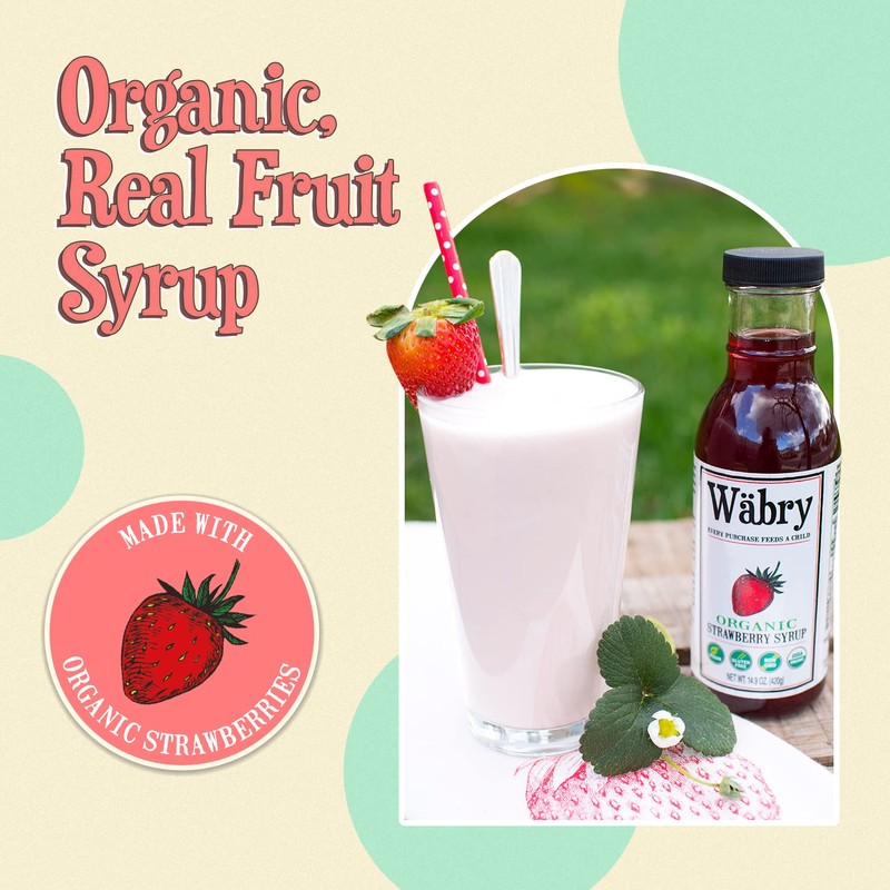 Wäbry Organic Strawberry Syrup – 14.9oz (420g), Natural Fruit Syrups