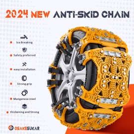 Tire Snow Chains, Anti-slip for Trucks, Cars, SUVs, RVs, 225-285 mm Tire Width, Set of 6