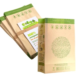 Hytrend-Kitchen Food Waste Bag-35 Bags-%100 Compostable paper Bag - Leak Resistant Liner - Plastic Free - Small-Certified by BNQ and BPI
