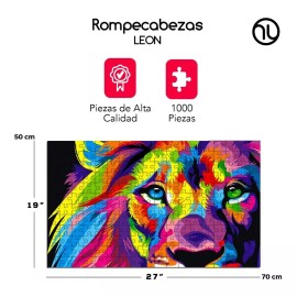 Hanylish Rompecabezas 1000 Piezas León A Colores Para Adultos