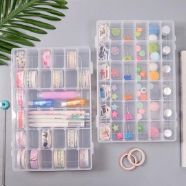 Caja Organizadora de Plástico Transparente con 36 Rejillas y Divisores Ajustables, Caja de Recogida de Piedras para Abalorios, Clavos, Joyería, Arte, Manualidades DIY, Artículos de Pesca