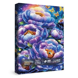 Colorful Flower Butterfly Puzzle for Adults 1000 Piece, Purple Graident Floral Jigsaw Puzzle, Fantasy Starry Night Puzzle Hard Challenging Puzzle