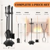 Gtongoko 5 Pcs Fireplace Tools Set 32" Black Wrought Iron