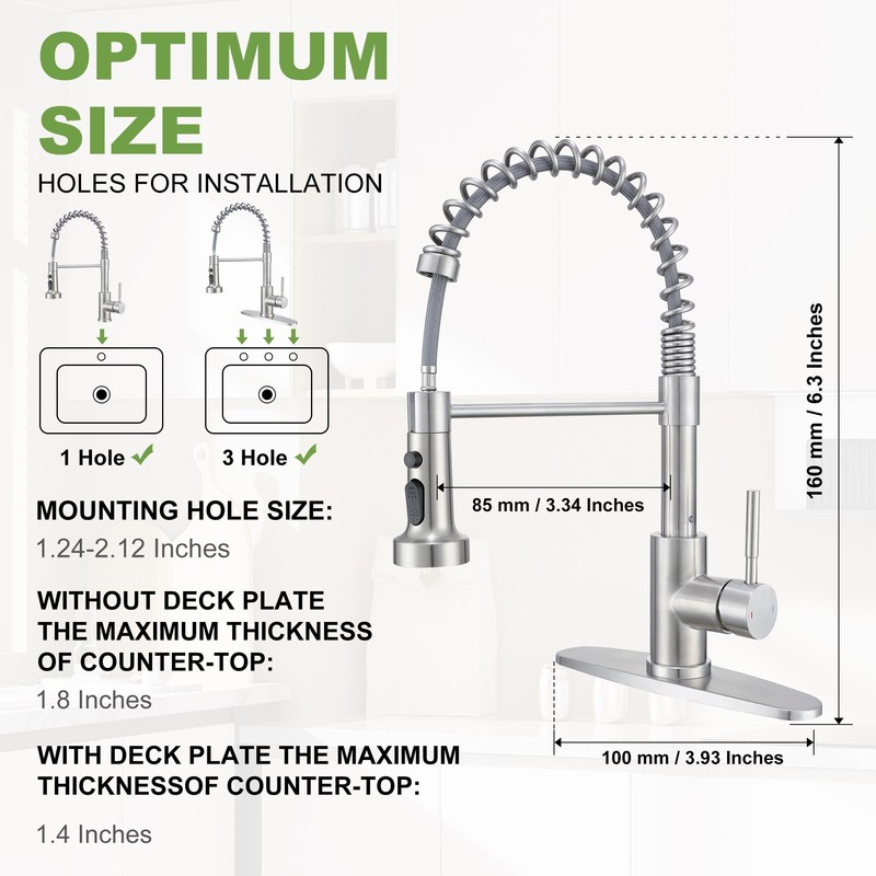 Brushed Nickel Pull Out Kitchen Faucet, Single Handle High Arc
