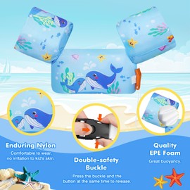 MoKo Swim Arm Band for Kids 20-30-40-50lbs, Clearance Toddler Swim Vest Cute Cartoon Swimming Wings Pool Floats Sleeve Children Water Sports Learning Swim Training Equipment, Blue Squirting Whale